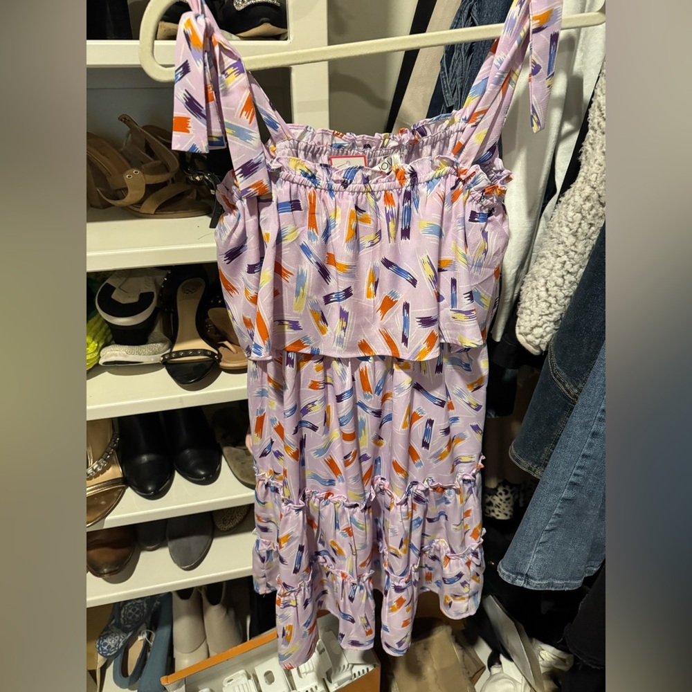 Joy joy lilac brush tired mini dress!